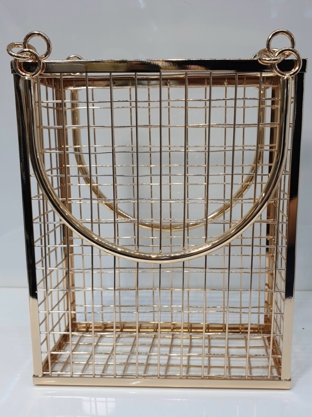 Gold Caged Metal Framed Top Handel Handbag - Picture 8 of 8